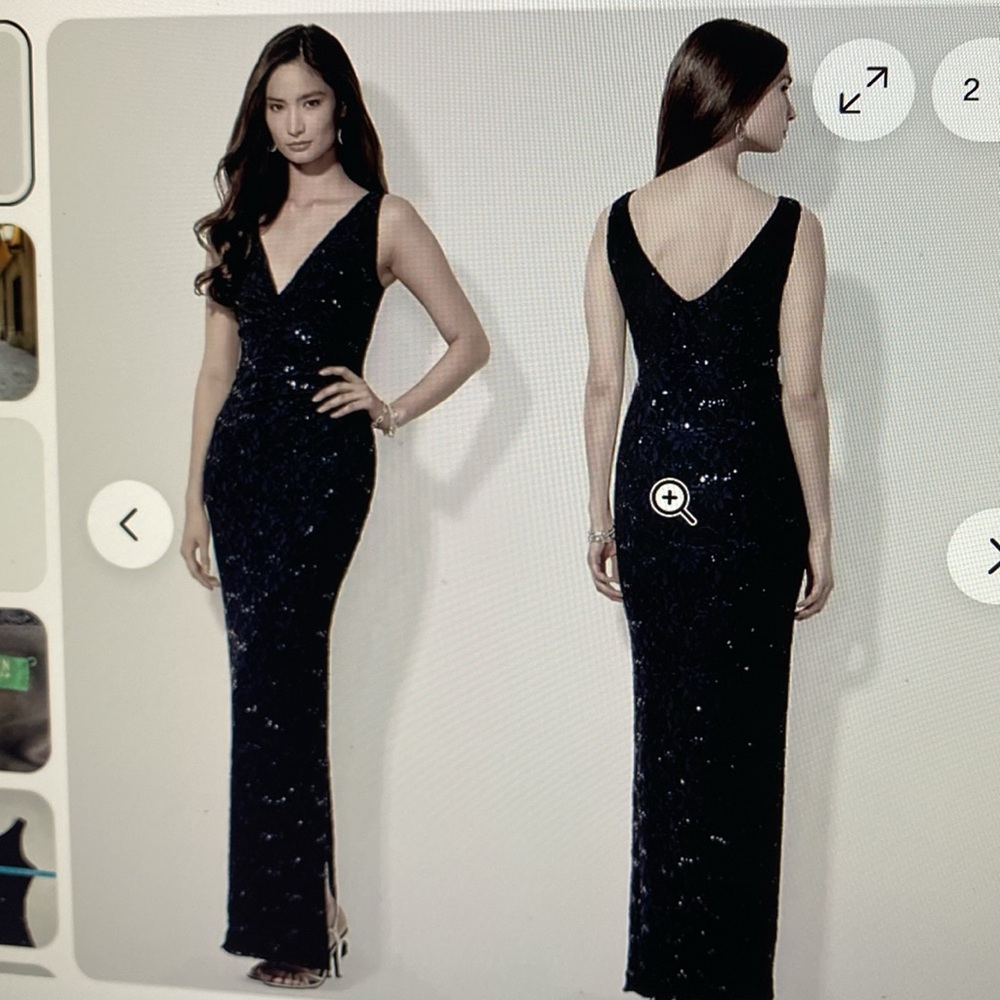 Ralph LaurenBlack Sequins and Lace  Evening Gown